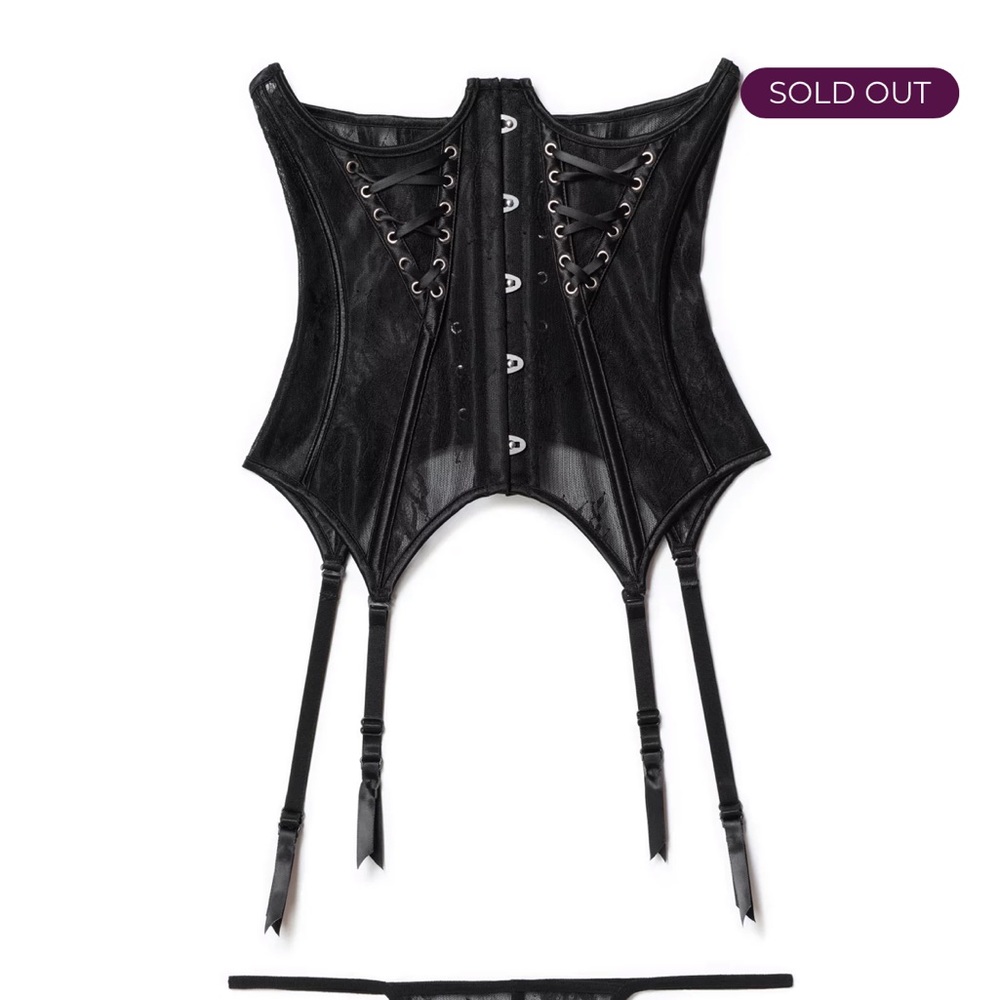 Adore Me Black Lace-Up Corset